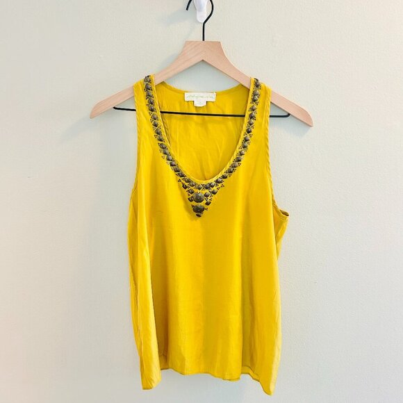 Staring at Stars Urban Outfitters Beaded Tank Top Size Medium Mustard Yellow - Picture 1 of 6